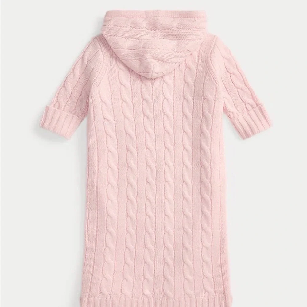 Ralph Lauren Pink Cable-Knit Cashmere Bunting 3-9 M. - Picture 2 of 7